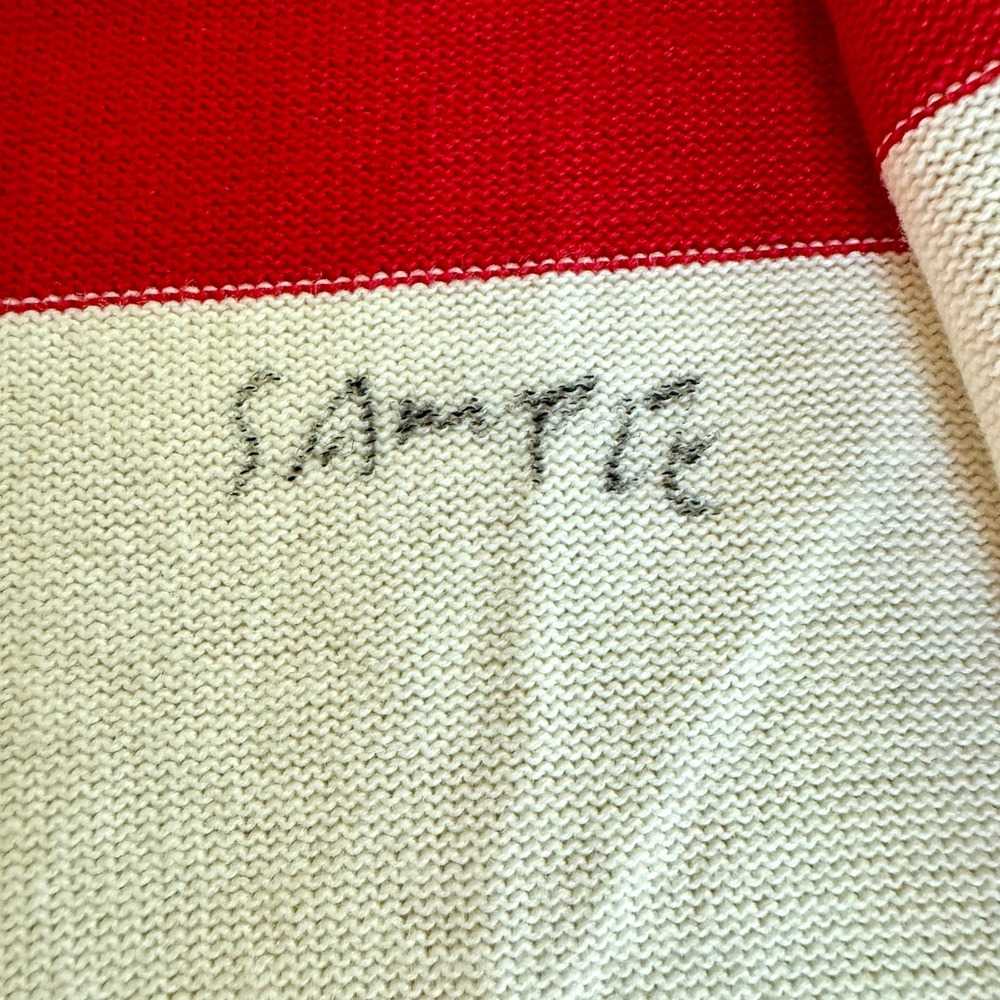 Michael Simon New York Rare Sample Dog Applique Art to Wear Cardigan Red White - Picture 5 of 16